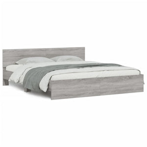 vidaXL Bed Frame with Headboard Gray Sonoma 200x200 cm