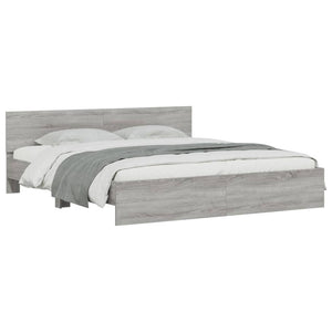 vidaXL Bed Frame with Headboard Gray Sonoma 200x200 cm