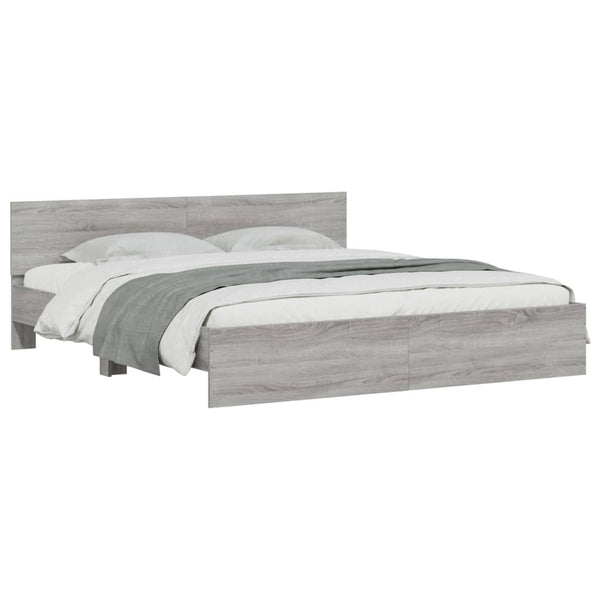 vidaXL Bed Frame with Headboard Gray Sonoma 200x200 cm
