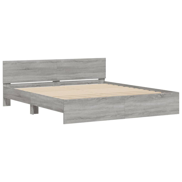 vidaXL Bed Frame with Headboard Gray Sonoma 200x200 cm