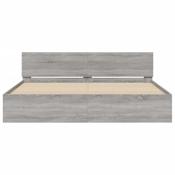 vidaXL Bed Frame with Headboard Gray Sonoma 200x200 cm