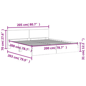 vidaXL Bed Frame with Headboard Gray Sonoma 200x200 cm