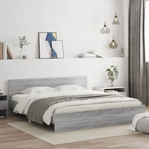 vidaXL Bed Frame with Headboard Gray Sonoma 200x200 cm