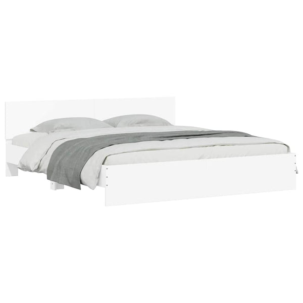 vidaXL Bed Frame with Headboard White 180x200 cm