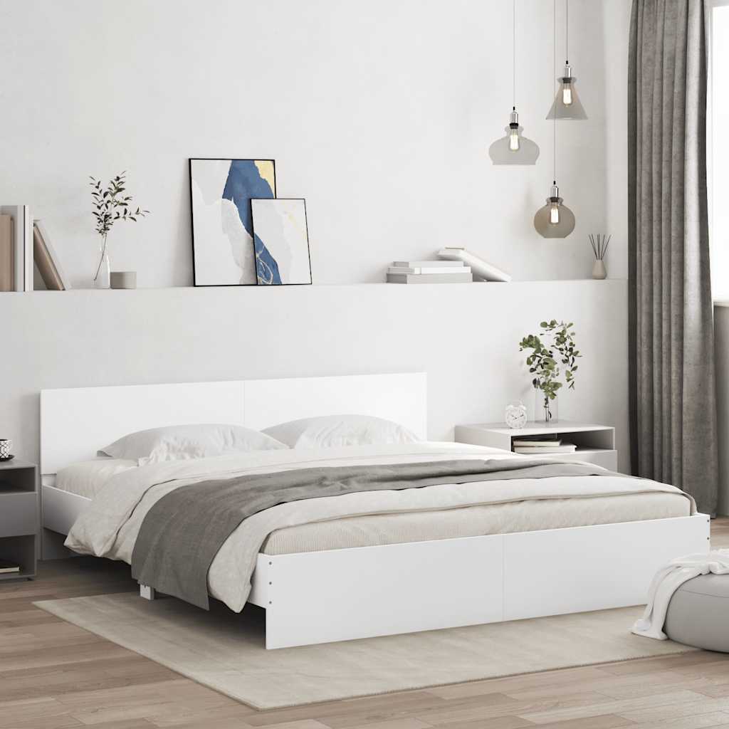 vidaXL Bed Frame with Headboard White 180x200 cm