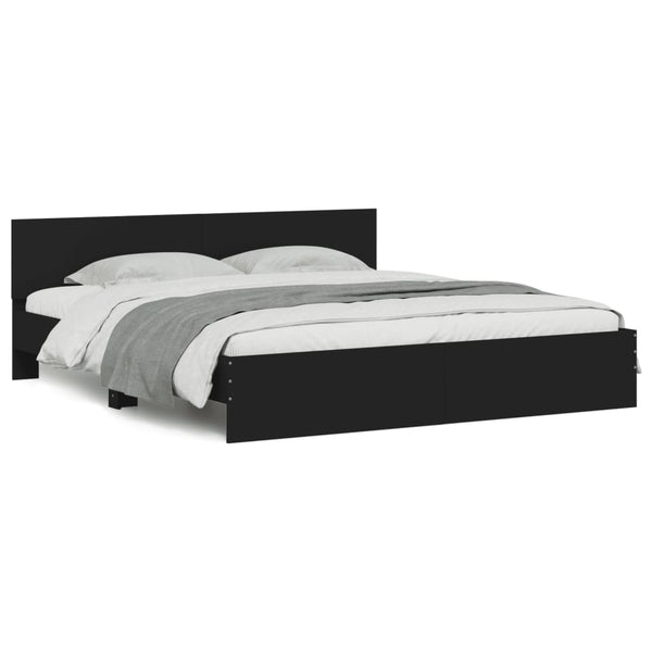 vidaXL Bed Frame with Headboard Black 180x200 cm