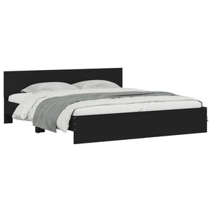 vidaXL Bed Frame with Headboard Black 180x200 cm