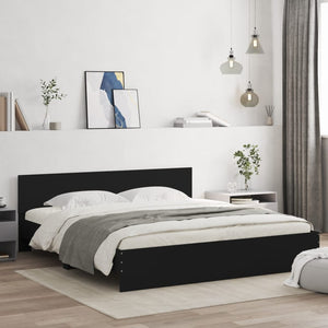 vidaXL Bed Frame with Headboard Black 180x200 cm