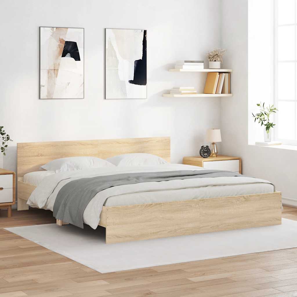 vidaXL Bed Frame with Headboard Sonoma Oak 180x200 cm