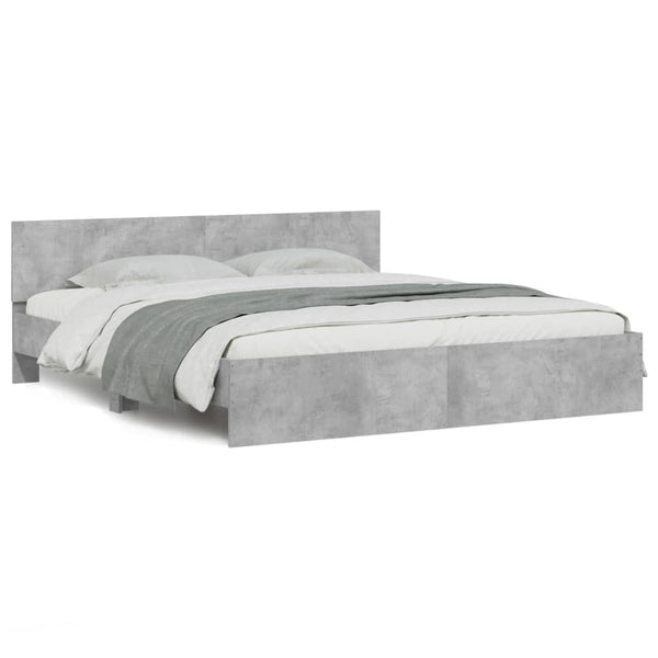 vidaXL Bed Frame with Headboard Concrete Gray 180x200 cm
