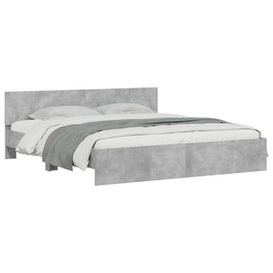 vidaXL Bed Frame with Headboard Concrete Gray 180x200 cm