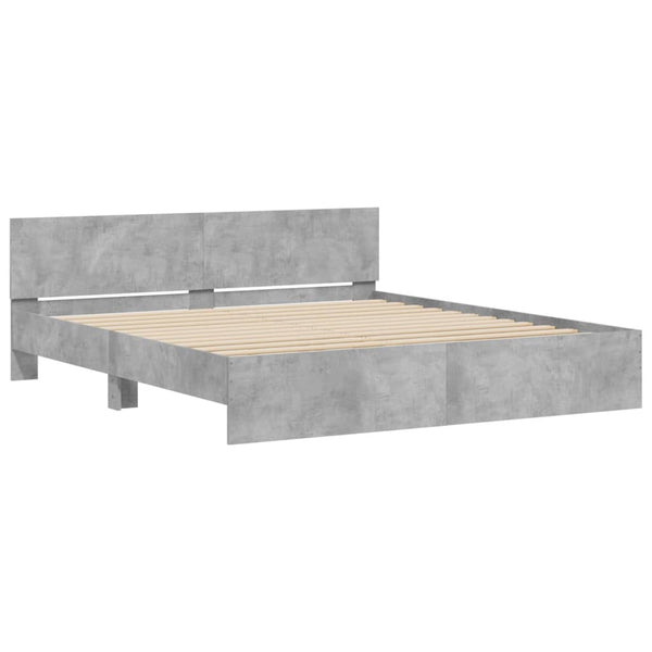 vidaXL Bed Frame with Headboard Concrete Gray 180x200 cm