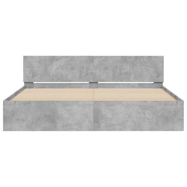 vidaXL Bed Frame with Headboard Concrete Gray 180x200 cm