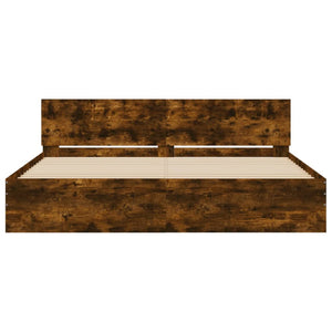 vidaXL Bed Frame with Headboard Smoked Oak 180x200 cm