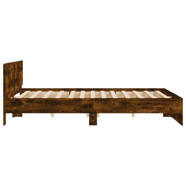 vidaXL Bed Frame with Headboard Smoked Oak 180x200 cm