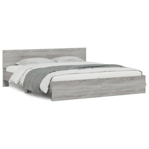 vidaXL Bed Frame with Headboard Grey Sonoma 180x200 cm