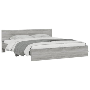 vidaXL Bed Frame with Headboard Grey Sonoma 180x200 cm