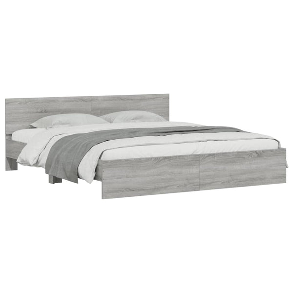 vidaXL Bed Frame with Headboard Grey Sonoma 180x200 cm