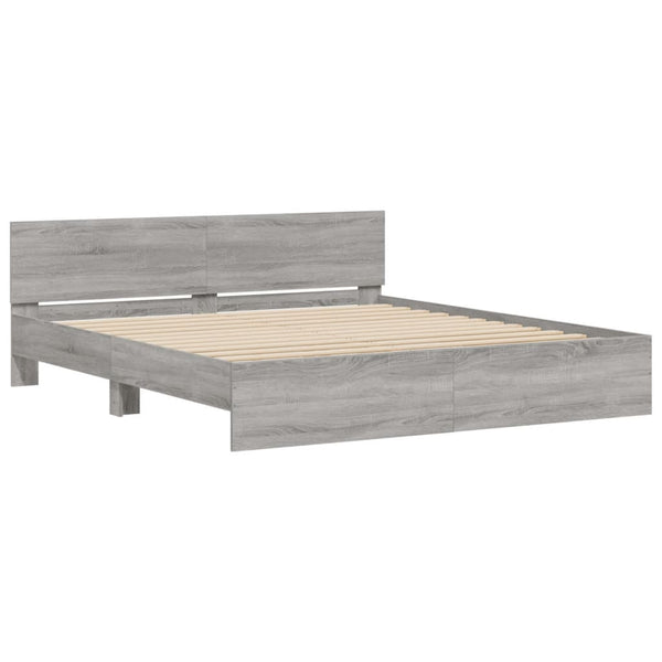 vidaXL Bed Frame with Headboard Grey Sonoma 180x200 cm