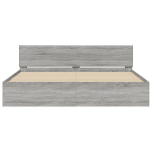 vidaXL Bed Frame with Headboard Grey Sonoma 180x200 cm