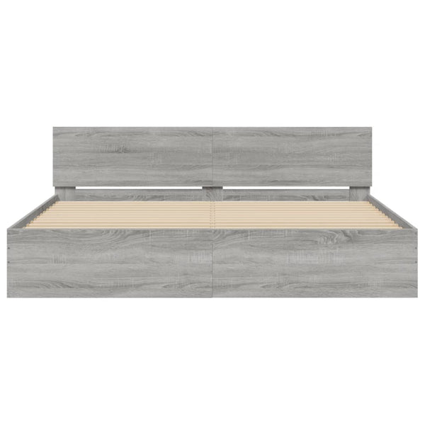 vidaXL Bed Frame with Headboard Grey Sonoma 180x200 cm