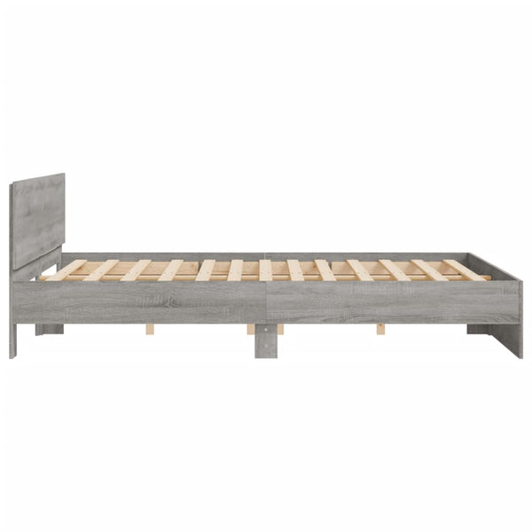 vidaXL Bed Frame with Headboard Grey Sonoma 180x200 cm