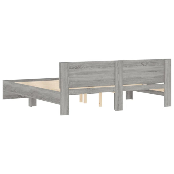 vidaXL Bed Frame with Headboard Grey Sonoma 180x200 cm