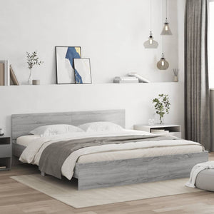vidaXL Bed Frame with Headboard Grey Sonoma 180x200 cm