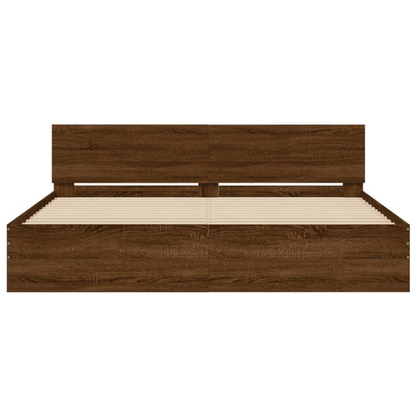 vidaXL Bed Frame with Headboard Brown Oak-Look 180x200 cm