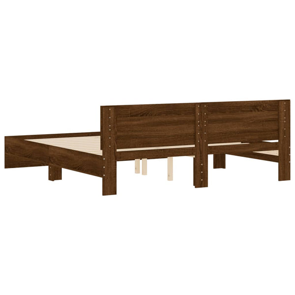 vidaXL Bed Frame with Headboard Brown Oak-Look 180x200 cm