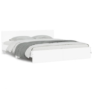 vidaXL Bed Frame with Headboard White 160x200 cm