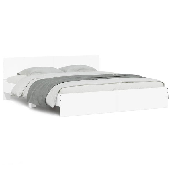 vidaXL Bed Frame with Headboard White 160x200 cm