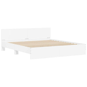 vidaXL Bed Frame with Headboard White 160x200 cm