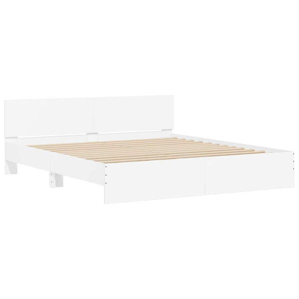 vidaXL Bed Frame with Headboard White 160x200 cm