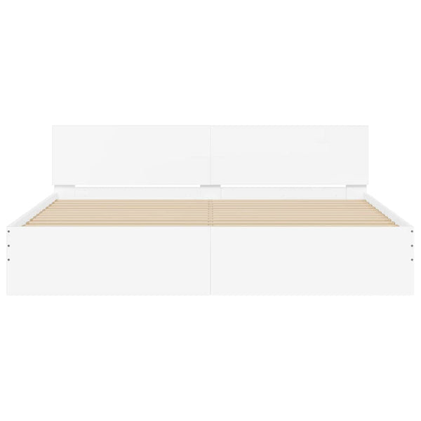 vidaXL Bed Frame with Headboard White 160x200 cm