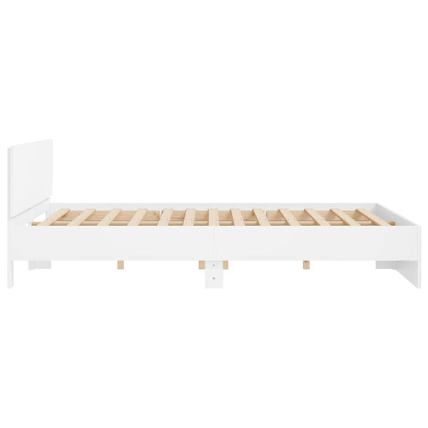 vidaXL Bed Frame with Headboard White 160x200 cm