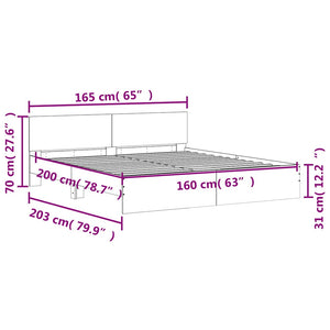vidaXL Bed Frame with Headboard White 160x200 cm