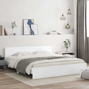 vidaXL Bed Frame with Headboard White 160x200 cm