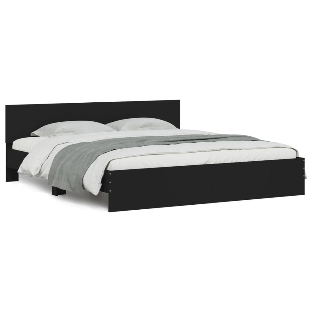 vidaXL Bed Frame with Headboard Black 160x200 cm