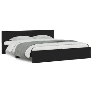vidaXL Bed Frame with Headboard Black 160x200 cm