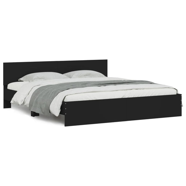 vidaXL Bed Frame with Headboard Black 160x200 cm