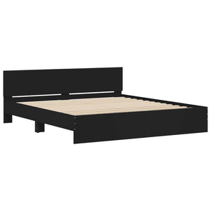 vidaXL Bed Frame with Headboard Black 160x200 cm