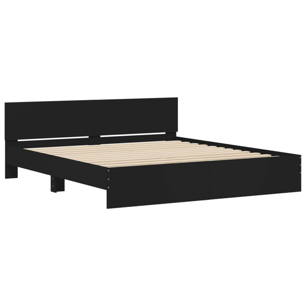 vidaXL Bed Frame with Headboard Black 160x200 cm