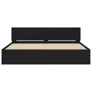 vidaXL Bed Frame with Headboard Black 160x200 cm