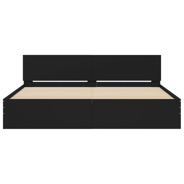 vidaXL Bed Frame with Headboard Black 160x200 cm