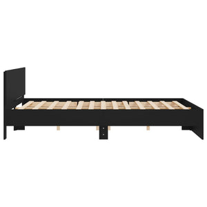 vidaXL Bed Frame with Headboard Black 160x200 cm