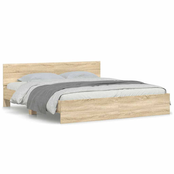vidaXL Bed Frame with Headboard Sonoma Oak 160x200 cm