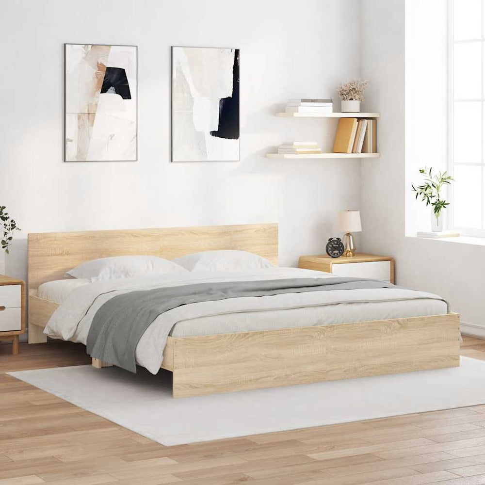 vidaXL Bed Frame with Headboard Sonoma Oak 160x200 cm