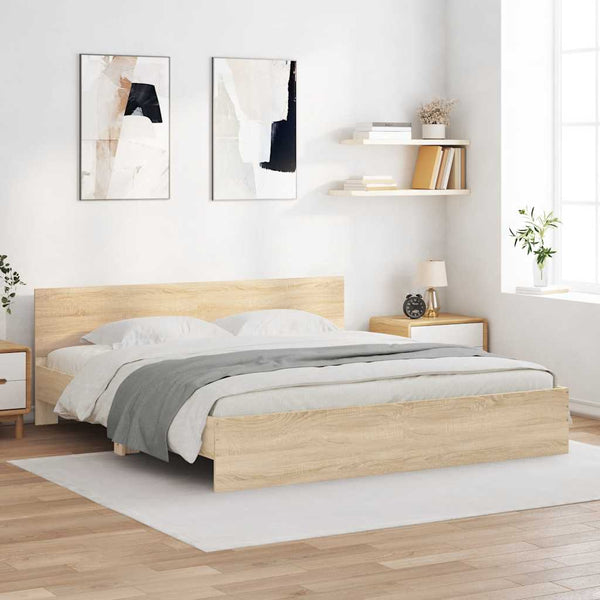 vidaXL Bed Frame with Headboard Sonoma Oak 160x200 cm