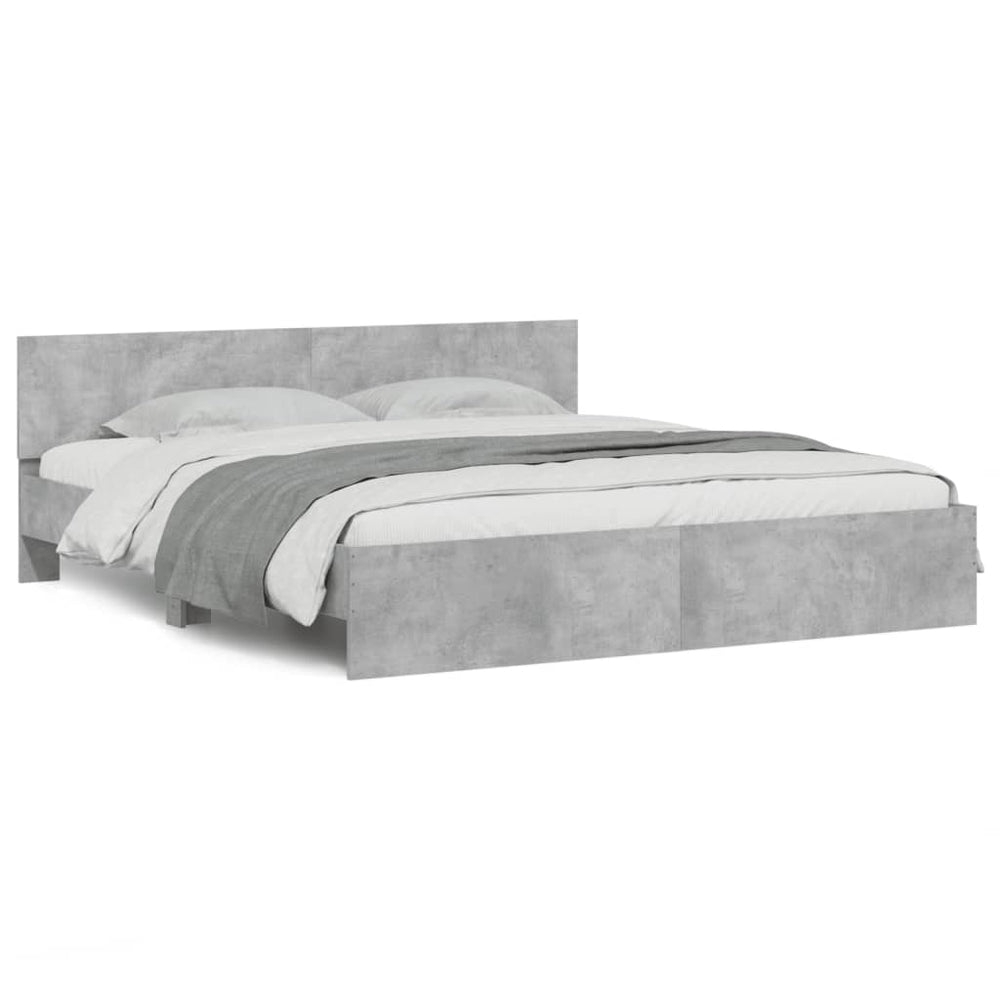 vidaXL Bed Frame with Headboard Concrete Gray 160x200 cm